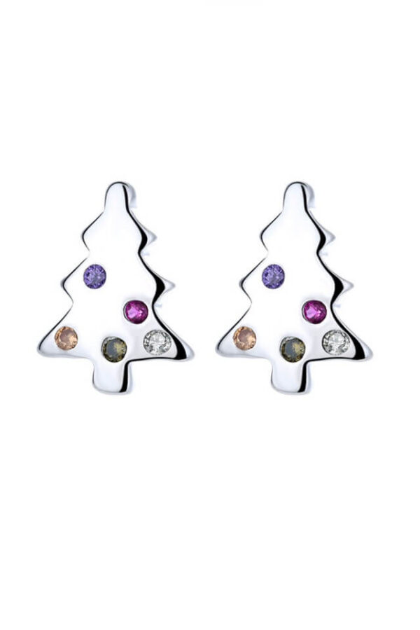 Cercei din argint 925 Lovely Xmas in forma de brad decorat cu cheita din argint