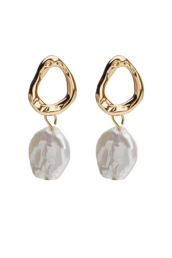 Cercei din argint 925 Pearl Goddess cu perle naturale si cheita din argint placat cu aur de 18k