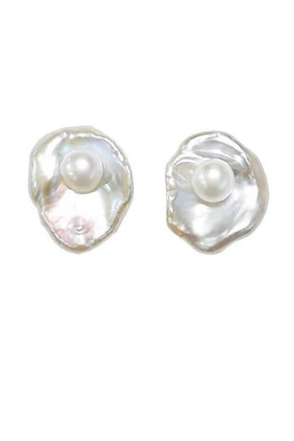 Cercei din argint 925 Exquisite Pearls cu perle naturale de cultura de 1.3 cm si cheita din argint placat cu aur de 18k