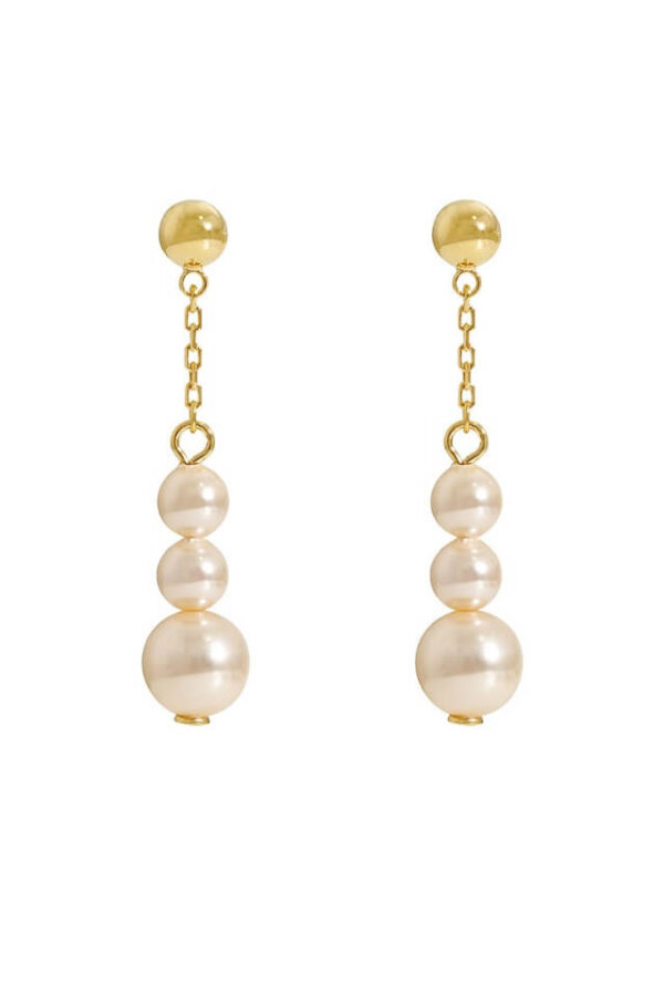 Cercei din argint 925 lungi Elisabeth cu perle naturale de cultura, lungime 3.8 cm