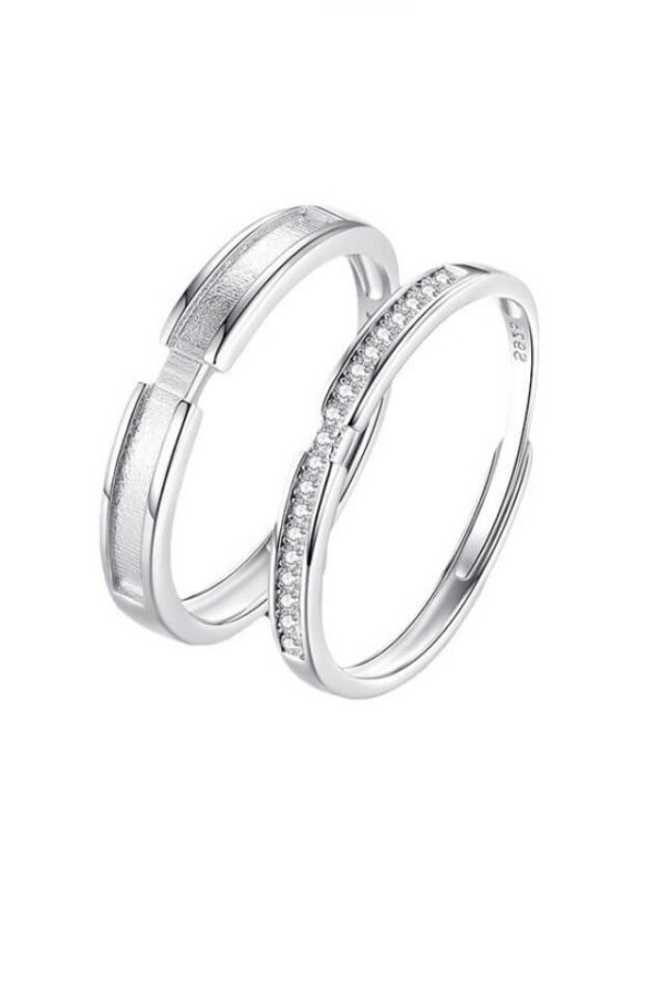 Set 2 inele din Argint 925 Charming Love format din verigheta barbateasca si verigheta de dama masura ajustabila