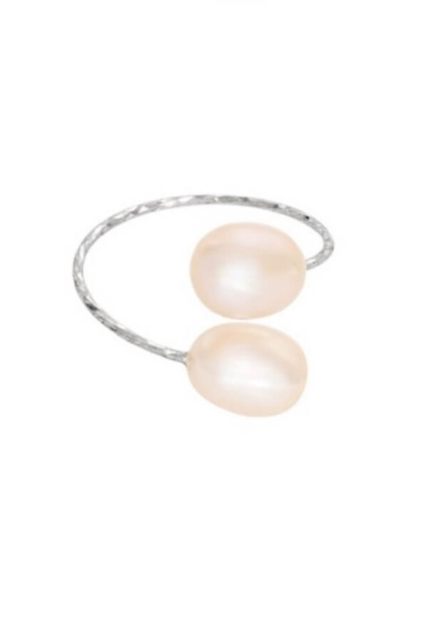 Inel din Argint 925 Double Pearl cu perle naturale, masura ajustabila