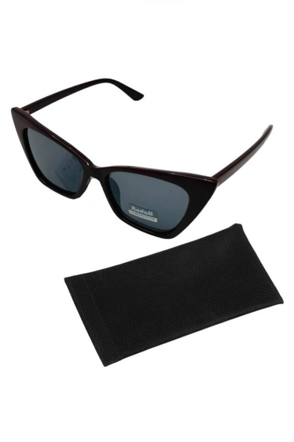 Ochelari de soare dama Aruba cu filtru UV 400, cat-eye, lentila visinie, brate visinii, husa inclusa