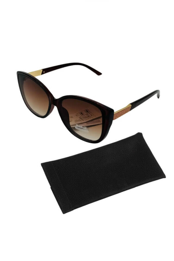 Ochelari de soare dama Liana cu filtru UV 400, lentila maro, brate maro, husa inclusa
