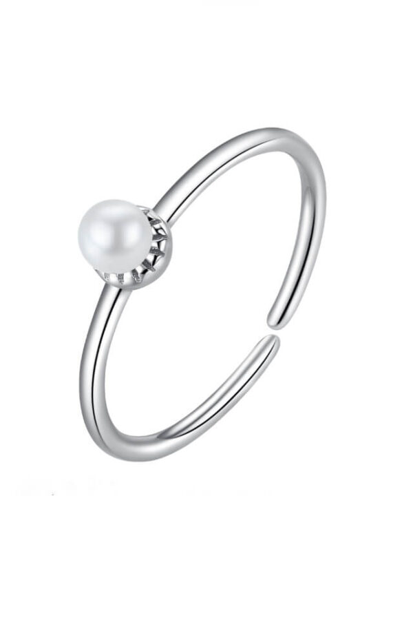 Inel din argint 925 Solo Pearl argintiu cu perla de sinteza, masura ajustabila