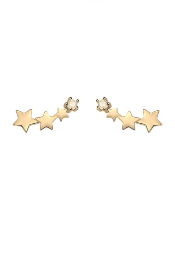 Cercei din argint 925 lungi Light Star aurii cu piatra de zirconiu