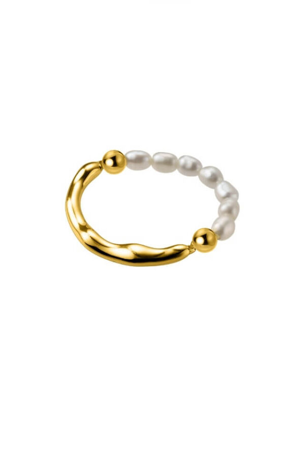 Inel Master Pearl auriu cu perle de cultura 3 x 5 mm, masura ajustabila