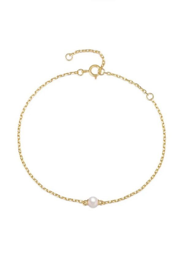 Bratara Pearl Gem aurie cu perla rotunda, masura 19,5 cm, lungime ajustabila