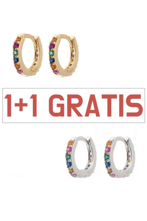 Set 2 perechi de cercei din argint 925 Huggie Hoops cu pietre de zirconiu