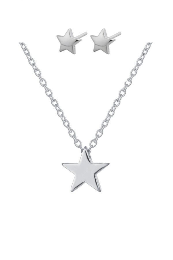 Set format din lant din argint 925 Galaxy Star si cercei in forma de stea, 40 cm