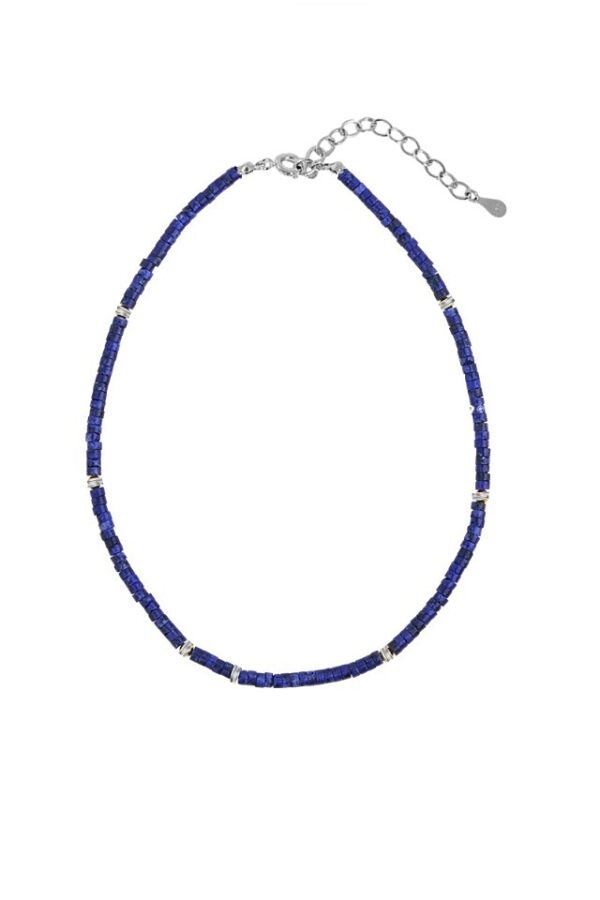Bratara Blue Shade din pietre de Lapis Lazuli de 2 mm si accesorii din argint 925, lungime ajustabila