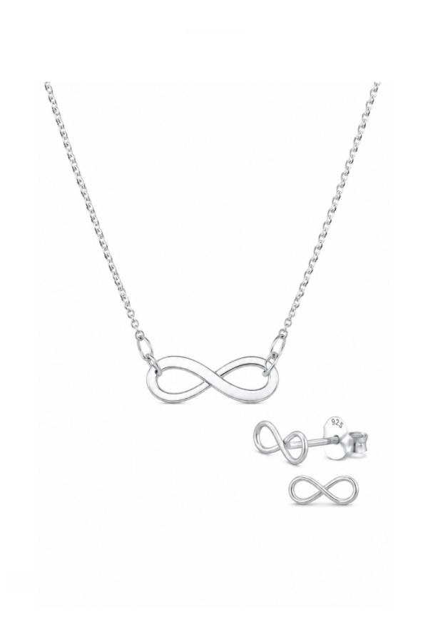Set lant din argint 925 Infinito cu pandantiv in forma de infinit si cercei, ideal cadou, aniversare, sarbatori