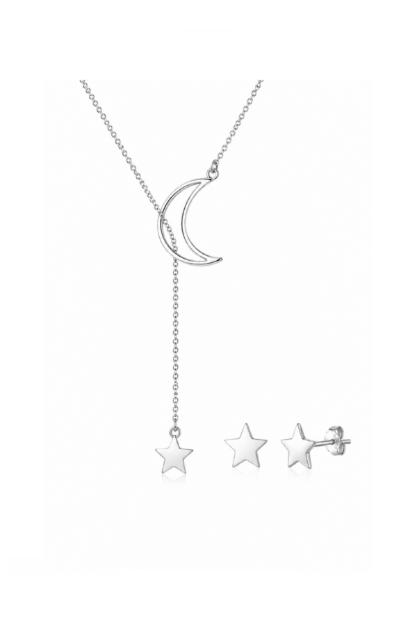 Set lant din argint 925 Fairy cu pandantiv in forma de stea si cercei, ideal cadou, aniversare, sarbatori