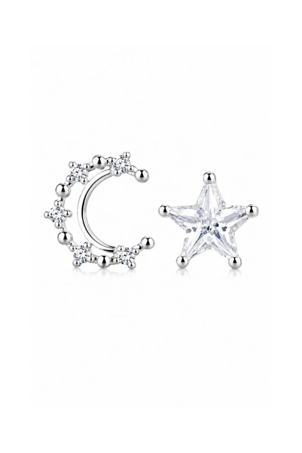 Cercei din argint 925 Sone Star in forma de stea si luna cu pietre de zirconiu